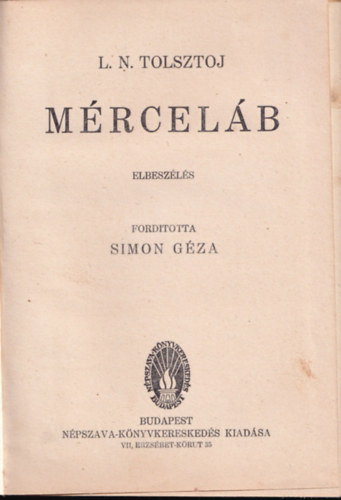 L.N. Tolsztoj - Mrcelb (Elbeszls)