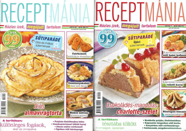 4 db Recept fzet, 3 db Receptmnia, 2015/6, 2016/1, /2, Receptvilg 2015. februr