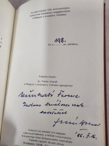 Sz�chenyi Istv�n - Lovakrul. (sz�mozott, hasonm�s kiad�s)