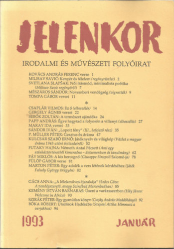 Csuhai Istvn (fszerkeszt) - Jelenkor irodalmi s mvszeti folyrat 1993 janur