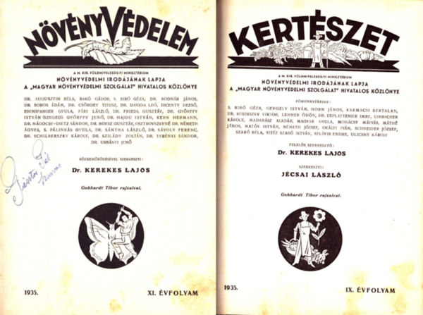 Dr. Kerekes Lajos (szerk.) - N�v�nyv�delem 1935. XI. �vfolyam �s Kert�szet 1935. IX. �vfolyam teljes (egybek�tve)