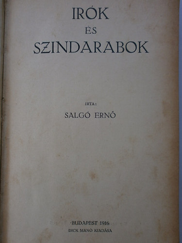 Salgó Ernő - Írók és színdarabok