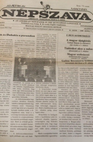 Amerikai Magyar Népszava 89. évfolyam 41. szám 1988 október 7