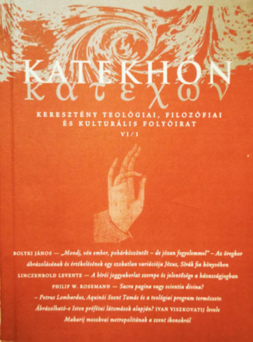 Katekhn VI. vfolyam 1. szm