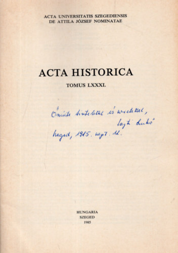 A. Sajti Enik� - A magyar - horv�t hat�rt�rgyal�sok  �s lakoss�gcsere kudarca ( 1941-1944) - Dedik�lt - K�l�nlenyomat