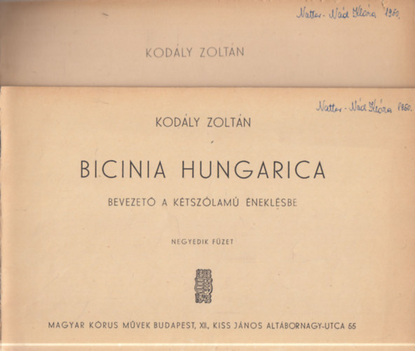 Kodly Zoltn - Bicina Hungarica III-IV. (Bevezet a ktszlam neklsbe)