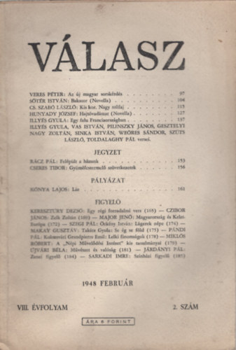 Illys Gyula (szerk.) - Vlasz - VIII. vf. 2. szm, 1948. februr
