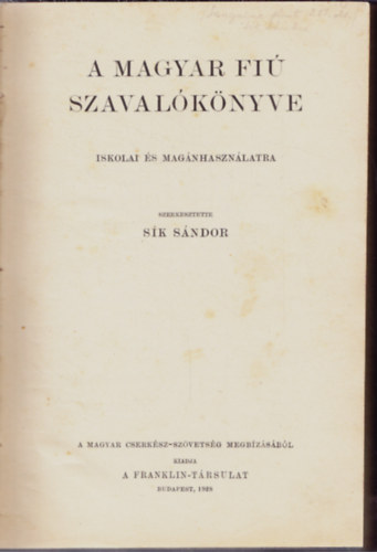 S�k S�ndor szerk. - A Magyar Fi� Szaval�k�nyve