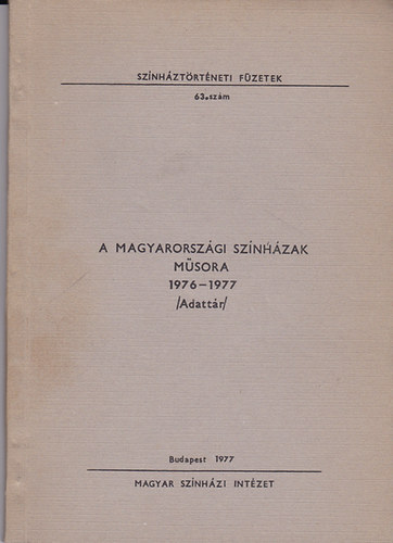 A magyarországi színházak műsora 1966-1967