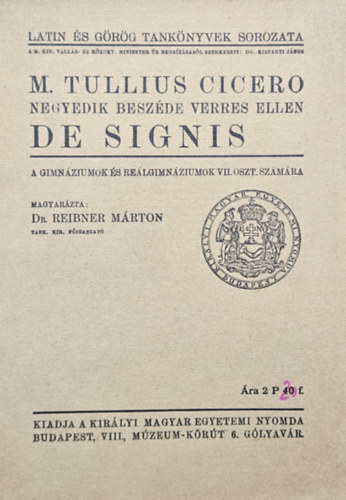 M. Tullius Cicero - M. Tullius Cicero  Negyedik besz�de Verres ellen - De signis