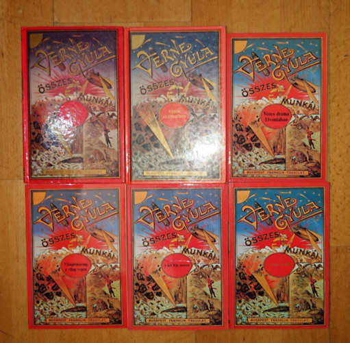 Verne Gyula, Jules Verne - 6 kötet Jules Verne reprint sorozatából: Az arany meteor, A klét Kip-testvér, Világítótorony a világ végén, Véres dráma Livóniában, Storitz Vilmos titka, Város a levegőben