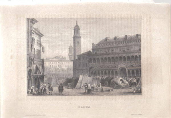 Padua (Padova, Olaszorsz�g, Eur�pa) (16x23,5 cm lapm�ret� eredeti ac�lmetszet, 1856-b�l)