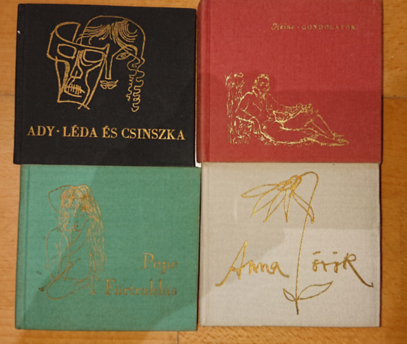 4 db minikönyv vászonborítóval - Pope: Fürtrablás + Juhász Gyula : Anna örök + Heine: Gondolatok + Ady: Léda és Csinszka