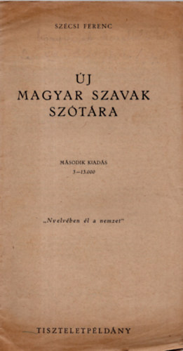 Szcsi Ferenc - j magyar szavak sztra