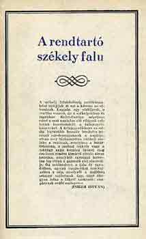 Imreh Istvn - A rendtart szkely falu