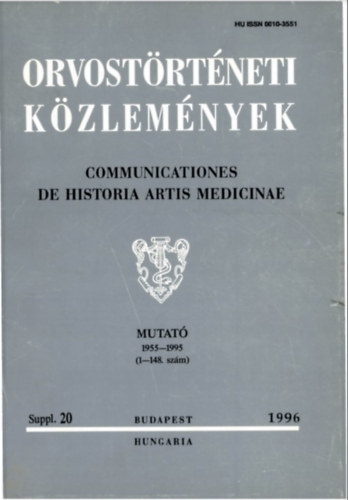 Orvost�rt�neti K�zlem�nyek Suppl. 20 Mutat� 1955-1995 (1-148. sz�m) - 1996