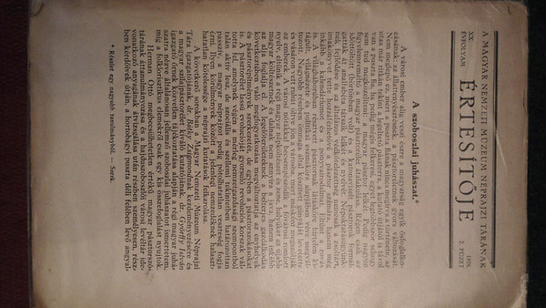 A Magyar Nemzeti Mzeum nprajzi trnak rtestje