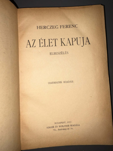 Herczeg Ferenc - Az élet kapuja. Elbeszélés