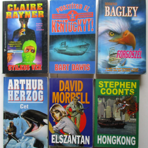 6 db vil�gh�r� krimi (Puszt�tsd el Kentuckyt, Forg�sz�l, Gyilkos v�r, Hongkong, Cet, Elsz�ntan)