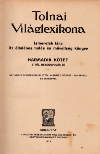 Magyar Kereskedelmi Kzlny - Tolnai vilglexikona III.