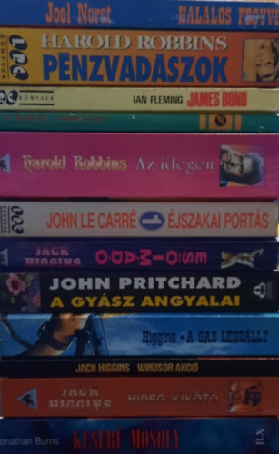 Irving Wallace, Jack Higgins, Iain Pears, John J. Nance, Harry Stein, Jeffrey Archer, Moldovn Tams (szerk.), Jonathan Burns, John Pritchard, John le Carr, Harold Robbins, Herman C. McNeile, Ian - 20 db krimi knyv: Az elveszett evanglium - A leszmols napja - Se gen, se fldn - Arettegs szigete - A vegylet - Tolvajbecslet - Lgvonalban II. - Honkongi kmhbor -