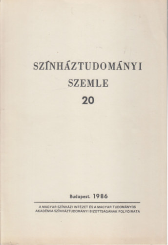 Fldnyi F. Lszl (szerk.) - Sznhztudomnyi szemle 20.