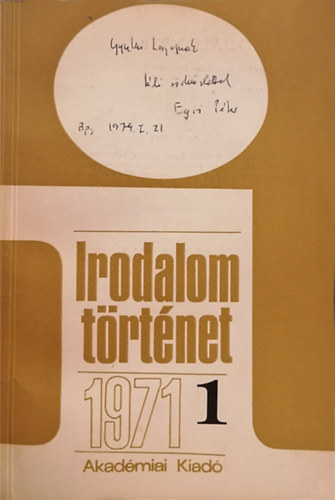 Nagy Pter (fszerk.) - Irodalomtrtnet 1971. LIII. vf. 1. szm - j folyam III. 1. szm