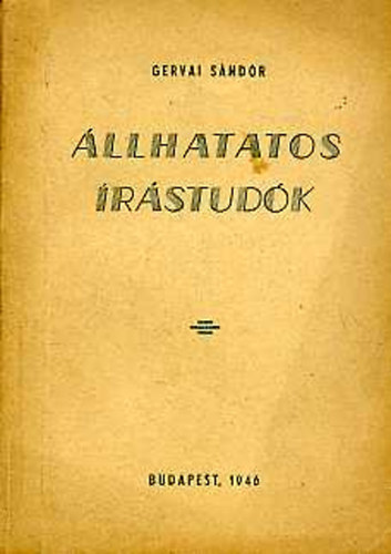 Gervai S�ndor - �llhatatos �r�stud�k