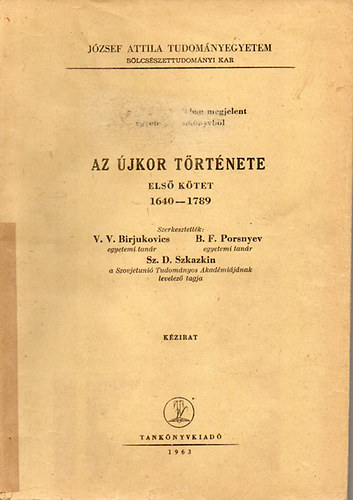 Az jkor trtnete 1640-1789 I. ktet - Jzsef Attila Tudomnyegyetem BK kzirat