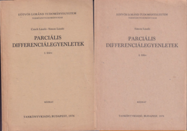 Czch, Simon Lszl (szerk.) - Parcilis differencilegyenletek 1. flv + Parcilis differencilegyenletek 2. flv  ( 2 ktet )