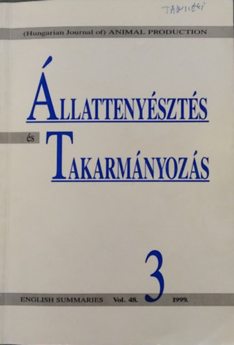 Állattenyésztés és takarmányozás 1999. Vol. 48. No. 3.