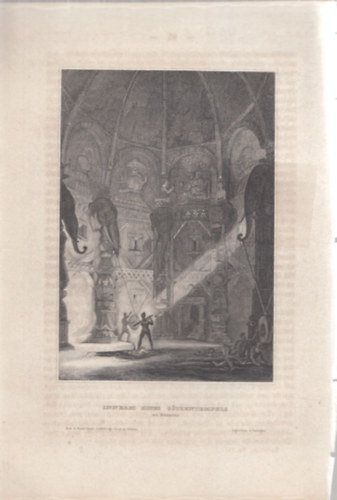 Inneres Eines G�tzentempels zu Benares (V�r�naszi, v�ros, India, �zsia) (16x23,5 cm lapm�ret� eredeti ac�lmetszet, 1856-b�l)
