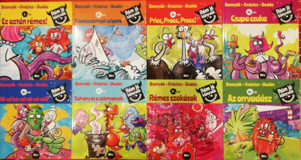 Bosnyák Viktória Csájiné Knézics Anikó - Rém jó könyvek teljes sorozat 1-8 (1.Ez aztán rémes, 2.A betűszörnyek szigete, 3.Pricc,Pracc,Prucc, 4.Csupa csuka, 5.Mi-csi bá-csi mit csi-nál? , 6.Sárfány és szörnyanyák, 7.Rémes szokások, 8.Az orrvadász)