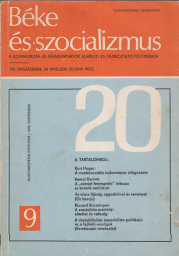 Bke s szocializmus - A kommunista munksprtok elmleti s tjkoztat folyirata 1978 szeptember