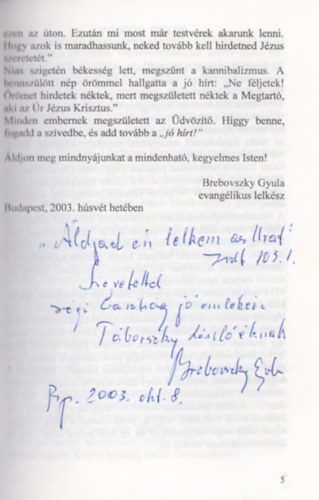 Brebovszky Gyula (Szerk.) - Magyarhoni evang�likus misszion�riusok - K�lmisszi�i kisk�nyvt�r 4. (Dedik�lt)