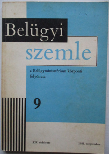 Belgyi szemle 1981/9. szeptember
