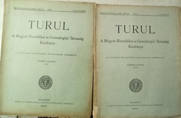 Czobor Alfr�d - Turul: 1934 1-4 f�zet teljes (2 k�tetben) - A Magyar Heraldikai �s Genealogiai T�rsas�g K�zl�nye