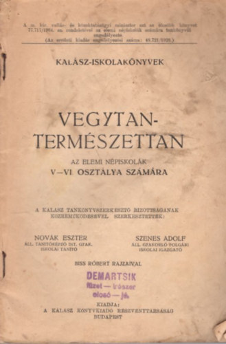 Novk Eszter, Szenes Adolf, Biss Rbert - Vegytan-termszettan az elemi npiskolk V-VI. osztlya szmra