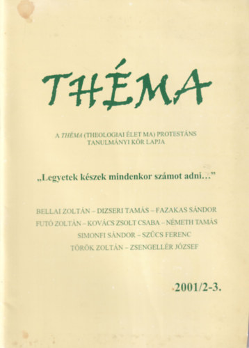 Balog Zoltn, Fazekas Sndor - Thma 2001/2-3.