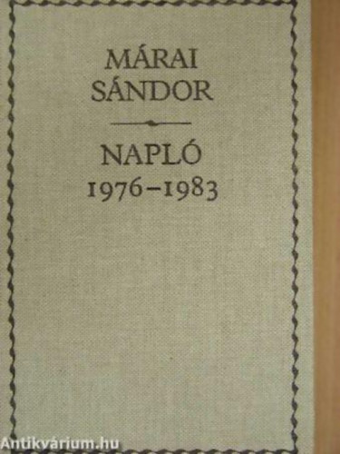 M�rai S�ndor, Szerk.: Bojt�r Anna - Napl� 1976-1983