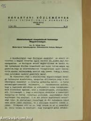 Dr. Sos rpd (szerk) - Rovartani kzlemnyek 1952(1-8. szm, gpelt)
