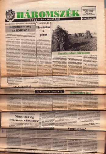 Farkas Árpád (főszerk.) - 13 db Háromszék független napilap (2193., 2233., 2234., 2235., 2236., 2237., 2238., 2239., 2240., 2241., 2243., 2244., 2245. számok)