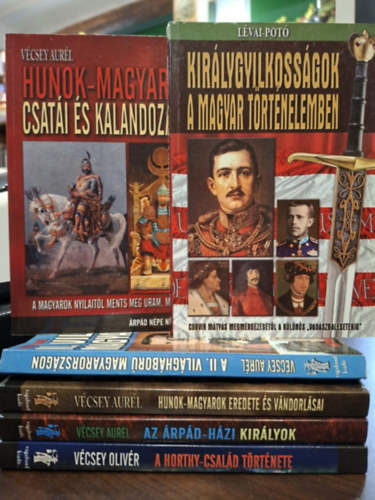 L�vai-Pot�, V�csey Aur�l, V�csey Oliv�r - 6 db-os t�rt�nelmi K�NYVMENT� AJ�NLAT: Kir�lygyilkoss�gok a magyar t�rt�nelemben, Hunok-magyarok csat�i �s kalandoz�sai, II. vil�gh�bor� Magyarorsz�gon, Hunok-magyarok eredete �s v�ndorl�sai, Az �rp�d-h�zi kir�lyok, A Horthy-cs