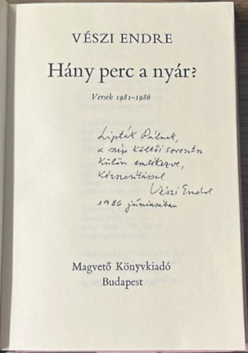 V�szi Endre - H�ny perc a ny�r?