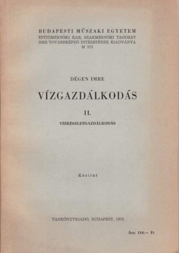 D�gen Imre - V�zgazd�lkod�s II. V�zk�szletgazd�lkod�s