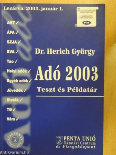 Dr Herich Gy�rgy - Ad� 2003 (Teszt �s p�ldat�r)