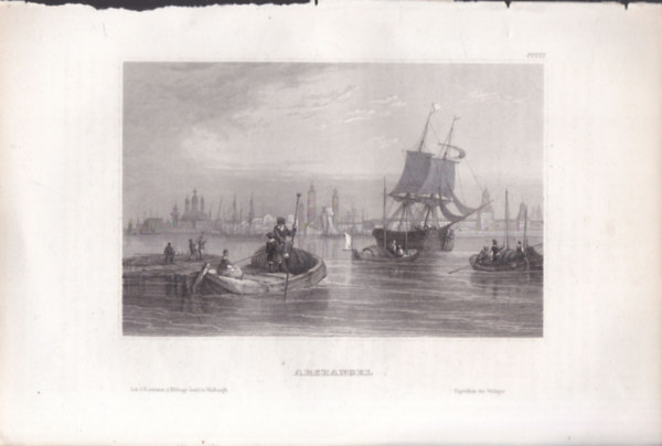 Archangel (Arhangelszk, Oroszorsz�g, �zsia) (16x23,5 cm lapm�ret� eredeti ac�lmetszet, 1856-b�l)