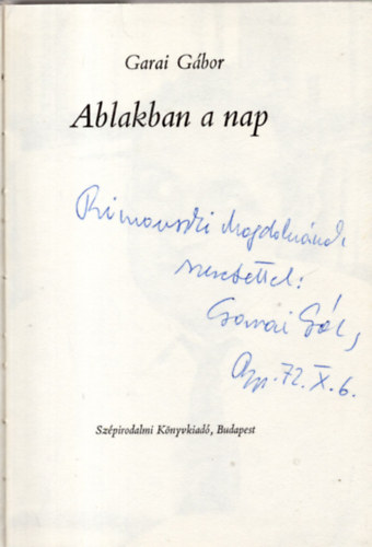 Garai G�bor - Ablakban a nap (dedik�lt)