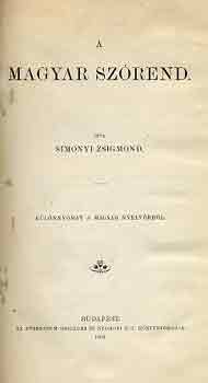 Simonyi Zsigmond - A magyar szrend