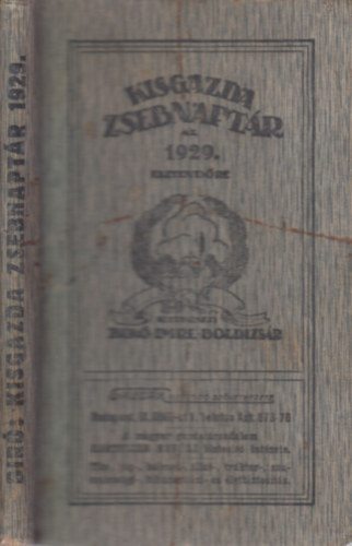 Bir� Imre Boldizs�r - Kisgazda zsebnapt�r az 1929. esztend�re